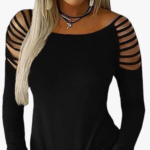 Amazon Black Strappy Sleeve Women's Blouse